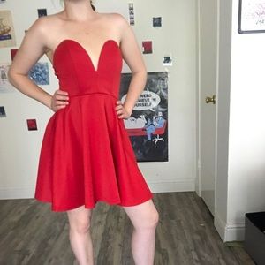 Bright Red Strapless Dress